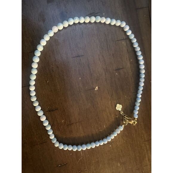 925 Sterling Silver YG Plated 110 Cttw Hemimorphite Necklace 18-20”